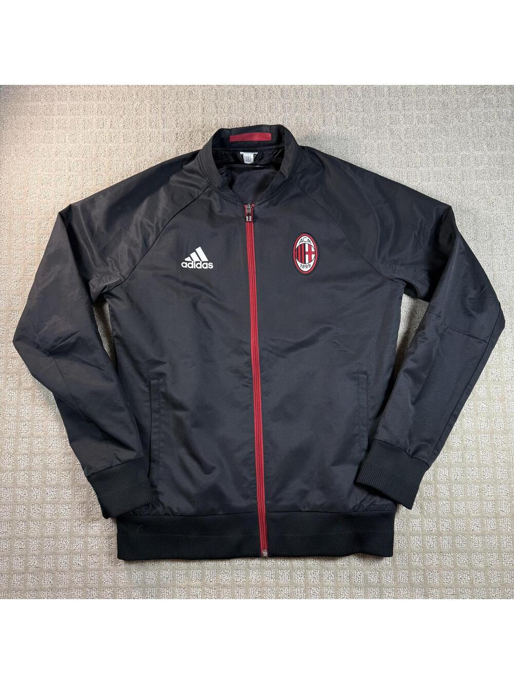 Adidas AC Milan 2015 Track Jacket Black Red Large